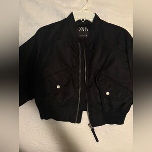 Zara Women's Classic Black Bomber Jacket